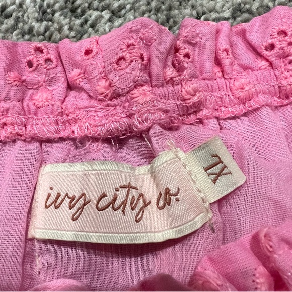 Ivy City Co Pink Eyelet Tiered Maxi Dress 100% Cotton Lined Women’s Size XL - Picture 2 of 9